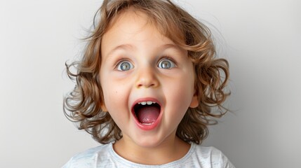 The image depicts a young girl with a wide-eyed and open-mouthed expression conveying a sense Of surprise or shock.