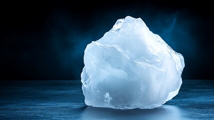 Ice block formation natural environment still life dark background close-up conceptual beauty