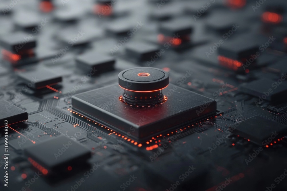Aufkleber innovative technology interface digital workspace graphic design futuristic setting close-up view co