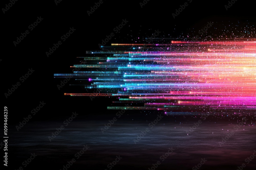 Aufkleber dynamic light trails create vibrant patterns abstract art digital space night view energy and motion
