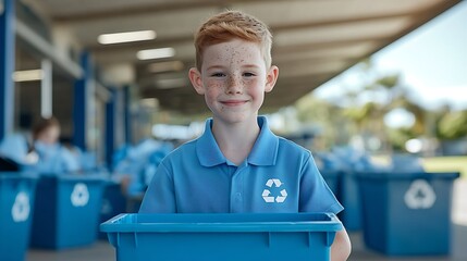 Recycling initiative engages children at school outdoor setting educational activity community focus