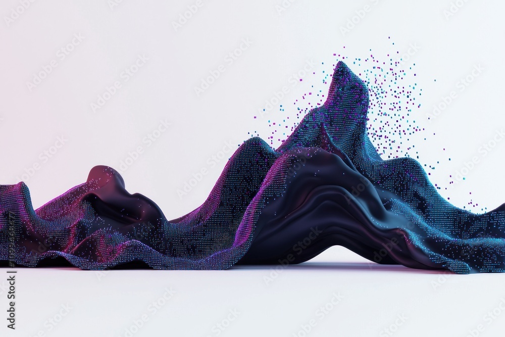 Poster digital art creation of abstract mountain landscape virtual studio 3d rendering artistic environment