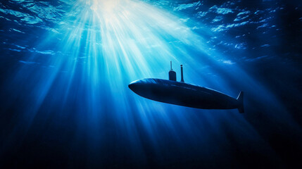 Obraz premium A modern submarine navigating underwater in the ocean