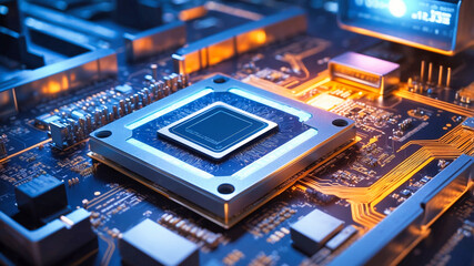 Fototapeta premium Generic information technology, computer architecture or artificial intelligence abstract concept composition