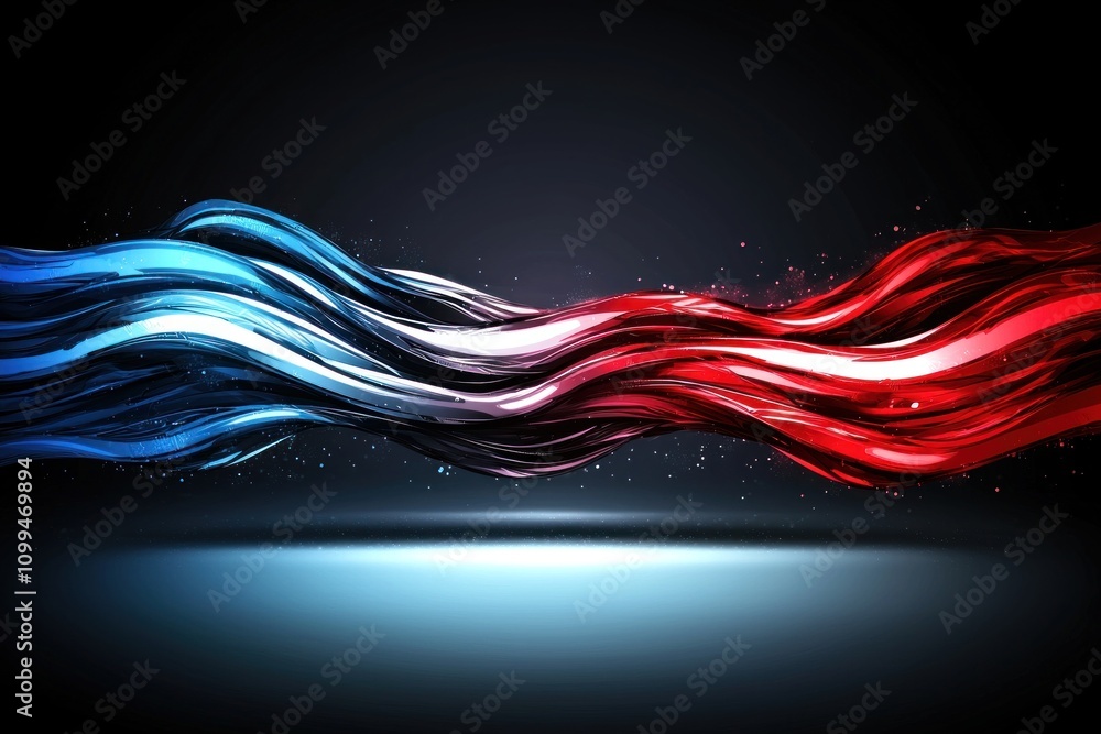 Aufkleber dynamic waves of color abstract art digital artwork modern space artistic view visual impact