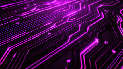 Futuristic purple circuit board with glowing lines