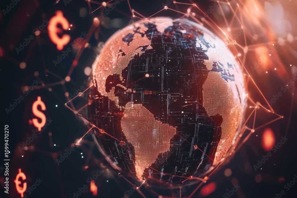 Poster global financial network analysis digital world data visualization high-tech environment futuristic 