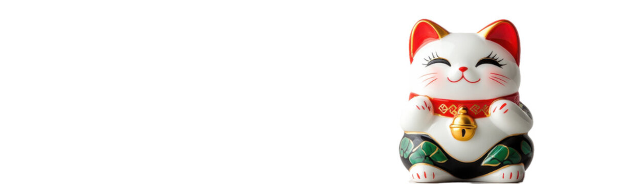 A lucky cat figurine symbolizing prosperity. transparent background