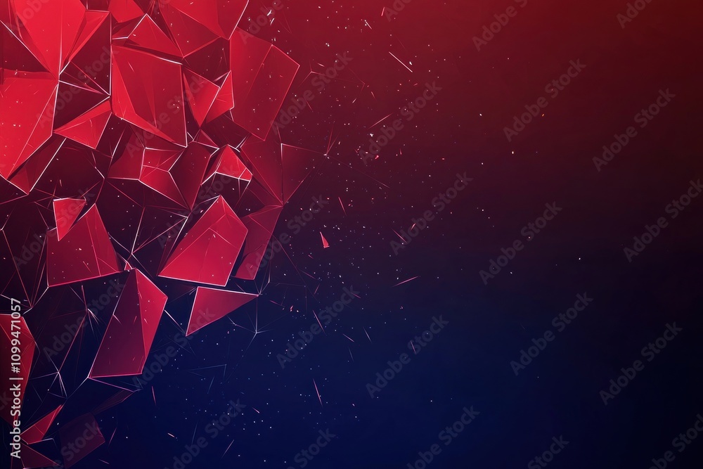 Poster dynamic abstract background with red and blue triangles digital art technology modern design digital