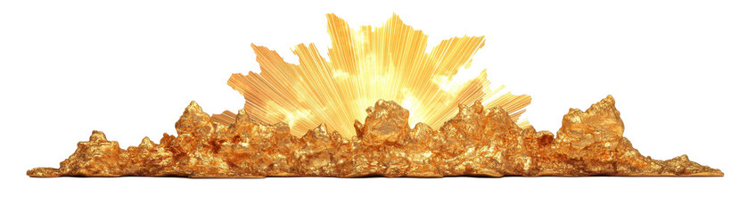 A vibrant explosion of golden light and energy. transparent background