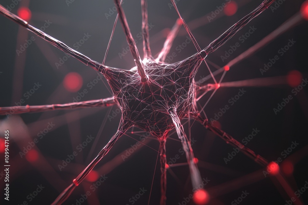 Poster neuroscience breakthrough exploring neural networks laboratory scientific visualization dark backgro