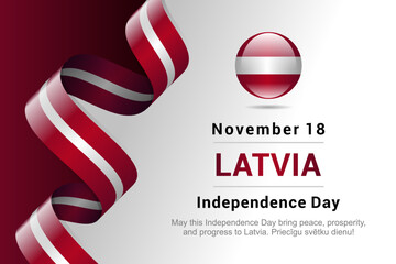 Happy Latvia Independence Day of Restoration of Independence flag ribbon vector poster