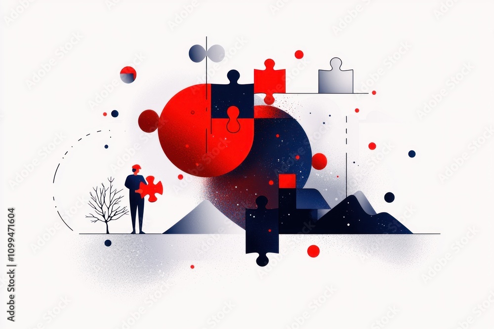 Poster creative problem solving in abstract art conceptual space digital illustration minimalist style thou