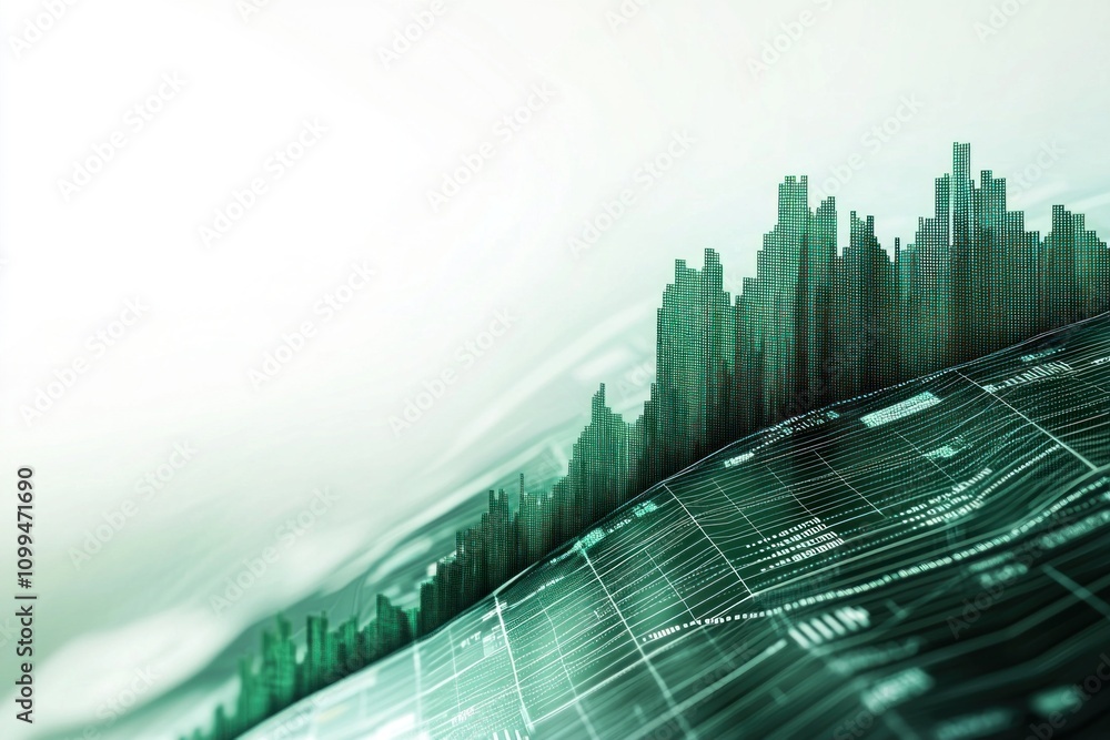 Poster analyzing digital data trends global finance market infographic abstract design close-up data visual