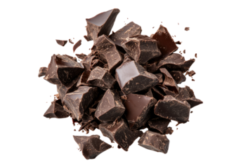Chocolate chunks. Isolated asset with transparent background.
