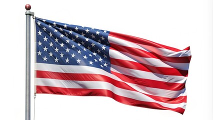 Obraz premium United States flag waving isolated on a white background 