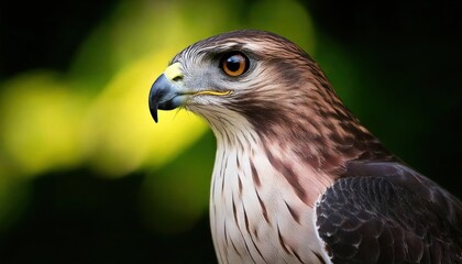 Obraz premium full body photo of hawk blurry green leaf's background 