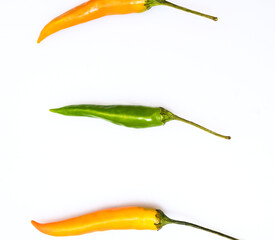 Red hot chili peppers. Long peppers, small peppers, sliced peppers and cross section of a chili pepper.