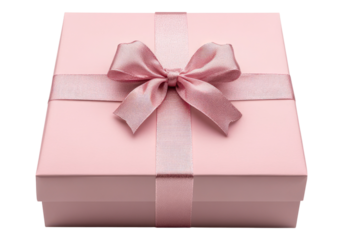 Pink gift box. Isolated asset with transparent background.
