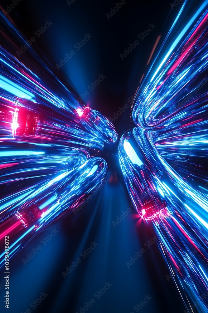 Aufkleber abstract futuristic background with vibrant neon lights creating a sense of movement and energy, sho