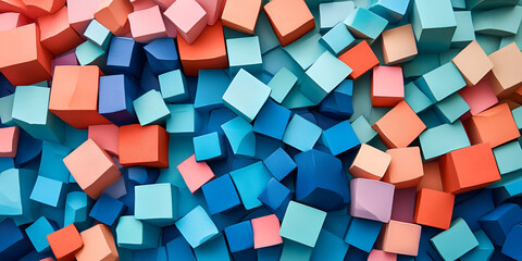 Abstract Colorful Cubes Pattern: A vibrant and dynamic composition of colorful cubes, creating a visually captivating abstract pattern. The interplay of colors and shapes evokes a sense of energy.