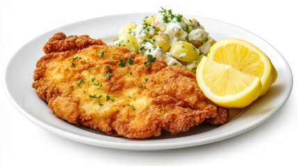 A crispy chicken schnitzel made from pounded chicken breast