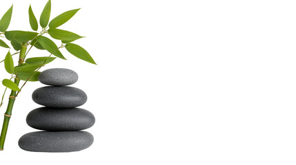 Naklejka premium Balanced stones and bamboo for calm environment. transparent background
