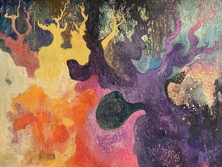 Fototapeta premium Vibrant abstract art featuring swirling colors and organic shapes, perfect for adding energy to any space.