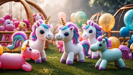 Fototapeta premium A Gathering of Playful Unicorns