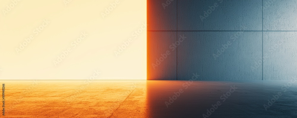 Poster a glowing digital dashboard hovering over a blank white workspace in a sleek, tech-forward environme