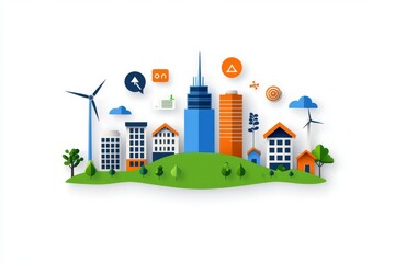 Fototapeta premium A forward-looking infographic vividly illustrates the environmental consequences of contemporary city designs.