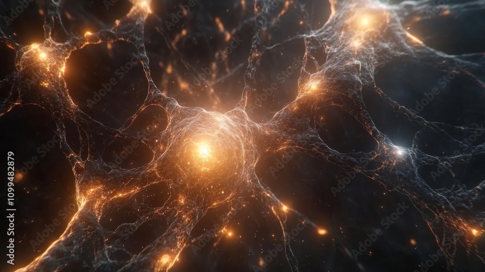 Poster glowing neural network abstract art design