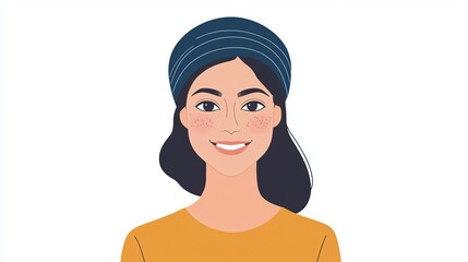 Fototapeta premium woman happy, against a white background. The design is simple, with flat colors and a minimalistic style