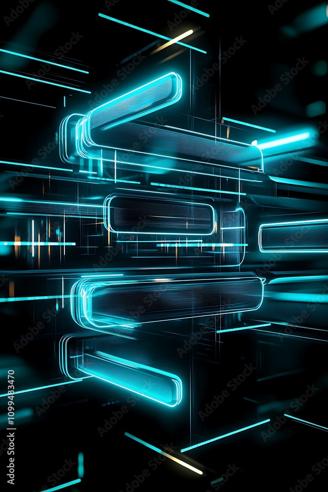 Aufkleber futuristic abstract background with neon lights and geometric shapes for technology and digital them