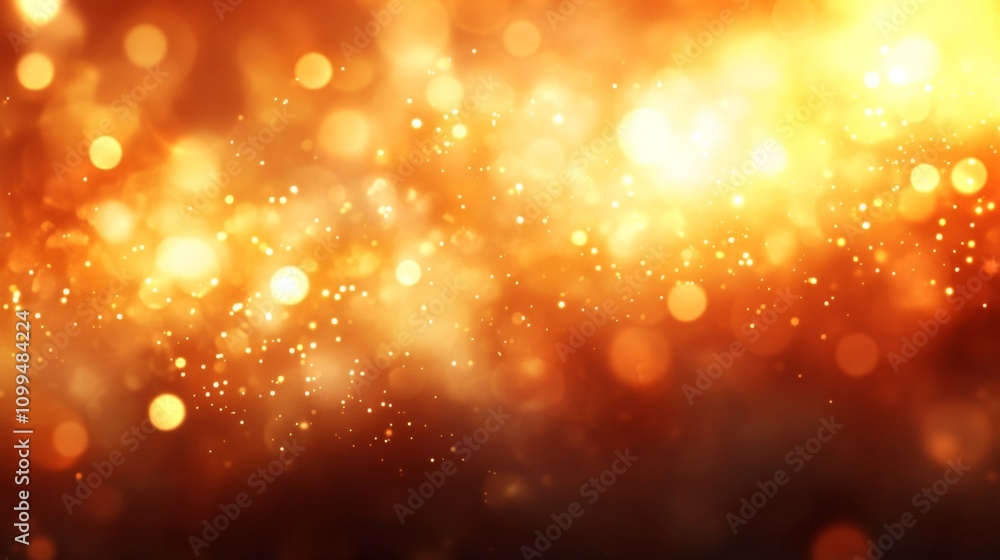 Poster golden bokeh lights abstract background design
