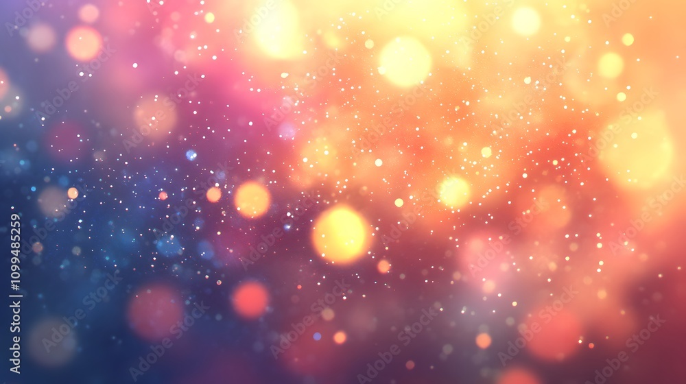 Poster abstract background with warm and cool color bokeh lights