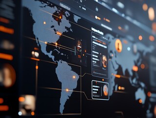 A 3D map showing global connections between team members in various time zones