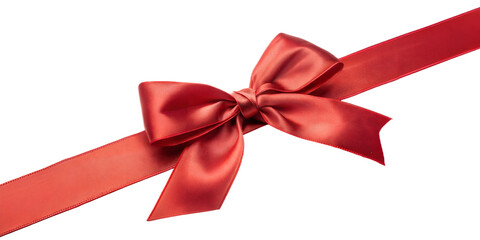 Elegant Red Satin Ribbon Bow On A Transparent Background, Ideal For Gift Wrapping, Decorations, And Celebrations. Perfect For Adding A Touch Of Luxury And Style To Any Special Occasion