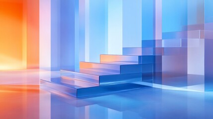 Fototapeta premium Glass Steps in a Colorful Abstract Setting
