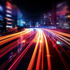 Fototapeta premium Abstract background of a night city road ai generated