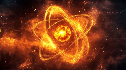 Obraz premium A Close-Up View of a Carbon Atom with Its Atomic Structure