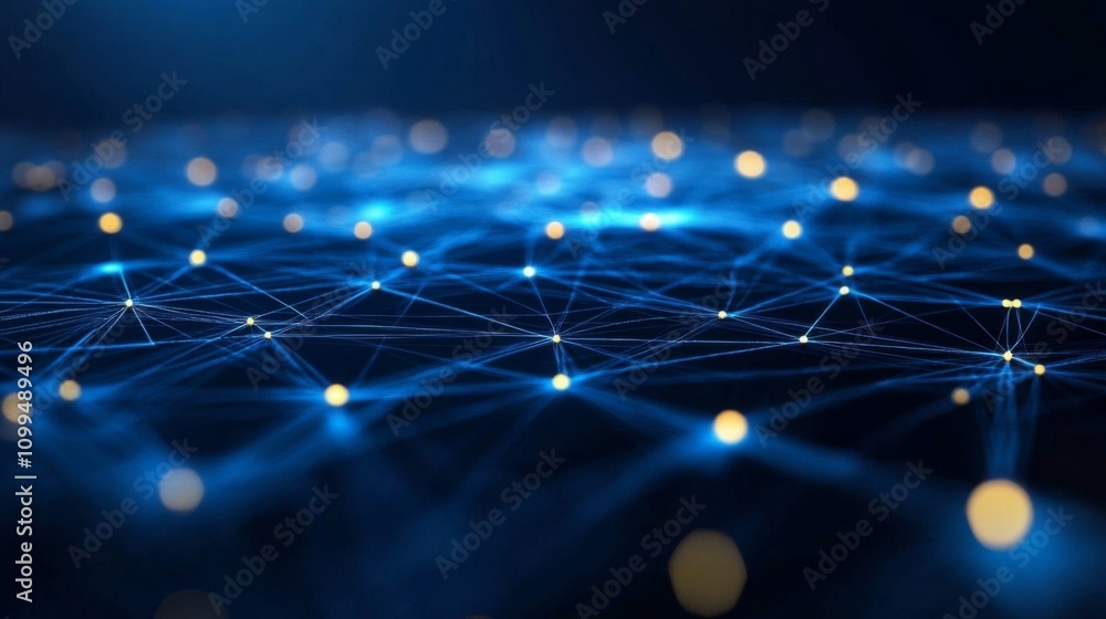 Poster abstract network digital connections illuminated nodes