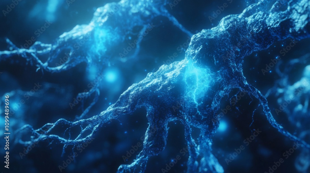 Poster abstract blue neural network structure visualization