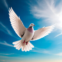 Obraz premium white dove flying in the sky