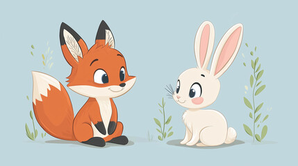 Obraz premium Fox and Rabbit