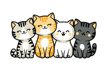 Obraz premium Cute Cats, Happy Hearts VECTOR