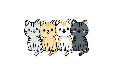 Obraz premium Cute Cats, Happy Hearts VECTOR