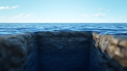 Ocean Meets Rock - Underwater Cliff Edge