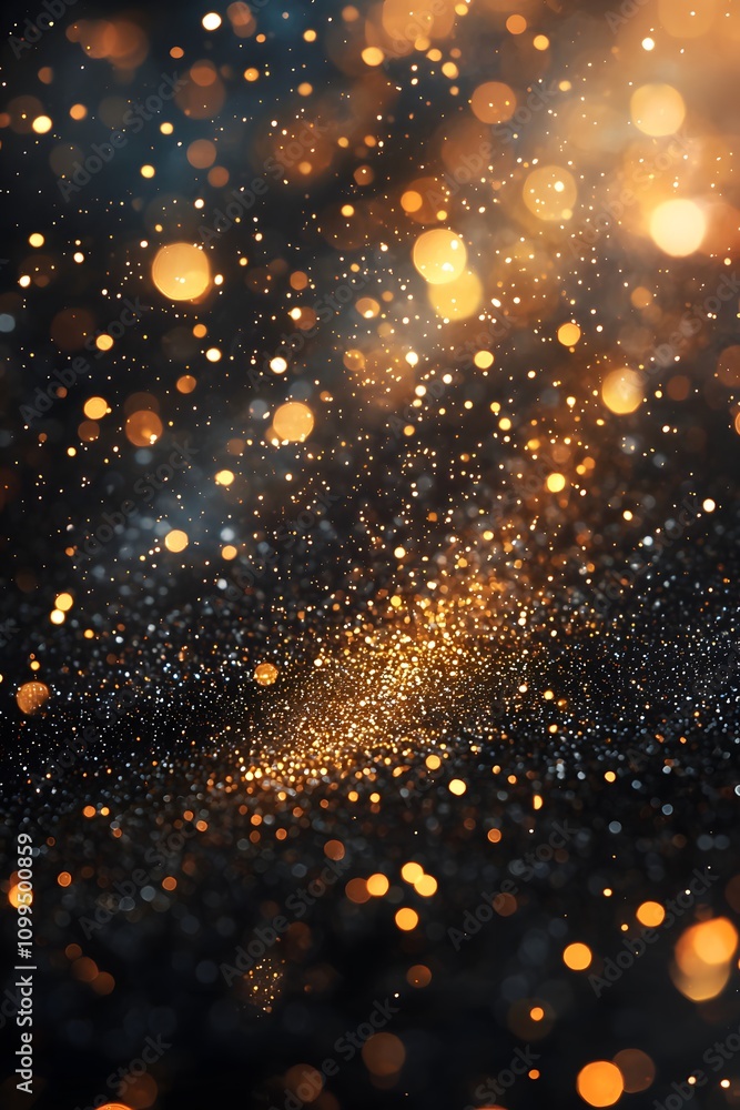 Poster sparkling golden bokeh lights create an enchanting atmosphere. generative ai.