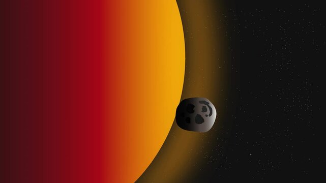 Mars planet with asteroid passing mars atmosphere